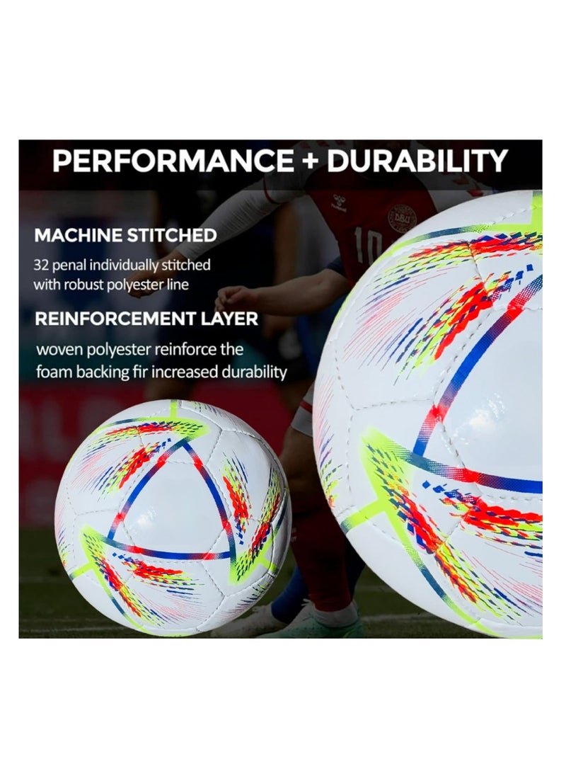 Soccer Football Ball - Pro Football Quality - Size 5 - High Performance Precision and Control - Durable for Matches and Training