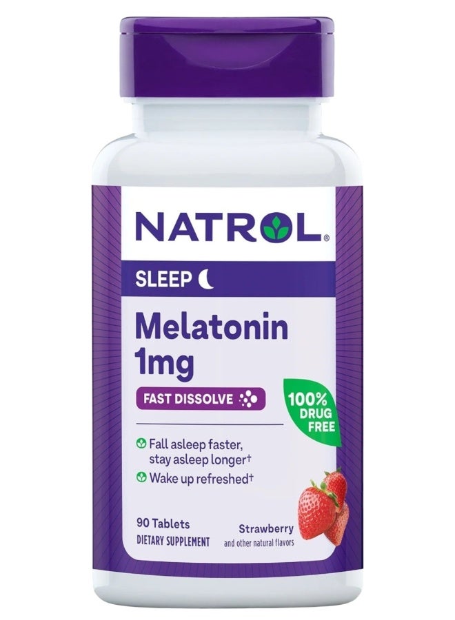 Sleep Melatonin, Fast Dissolve, 1mg, 90 Tablets Packaging May vary