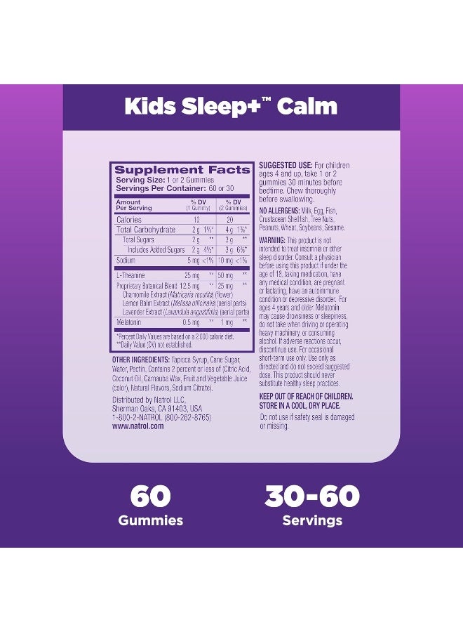 Sleep+ Calm, Melatonin + L-Theanine, 60 Gummies Packaging May Vary