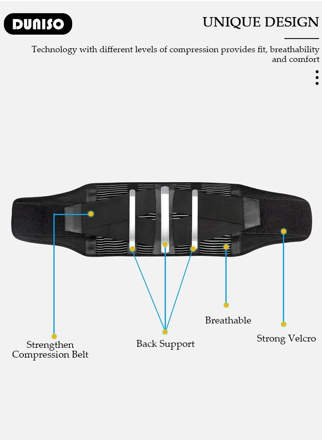 Sports Back Brace for Men and Women - Breathable Waist Lumbar Lower Back Support Belt for Sciatica, Herniated Disc, Scoliosis Back Pain Relief, Heavy lifting, with Dual Adjustable Straps
