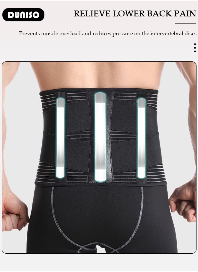 Sports Back Brace for Men and Women - Breathable Waist Lumbar Lower Back Support Belt for Sciatica, Herniated Disc, Scoliosis Back Pain Relief, Heavy lifting, with Dual Adjustable Straps