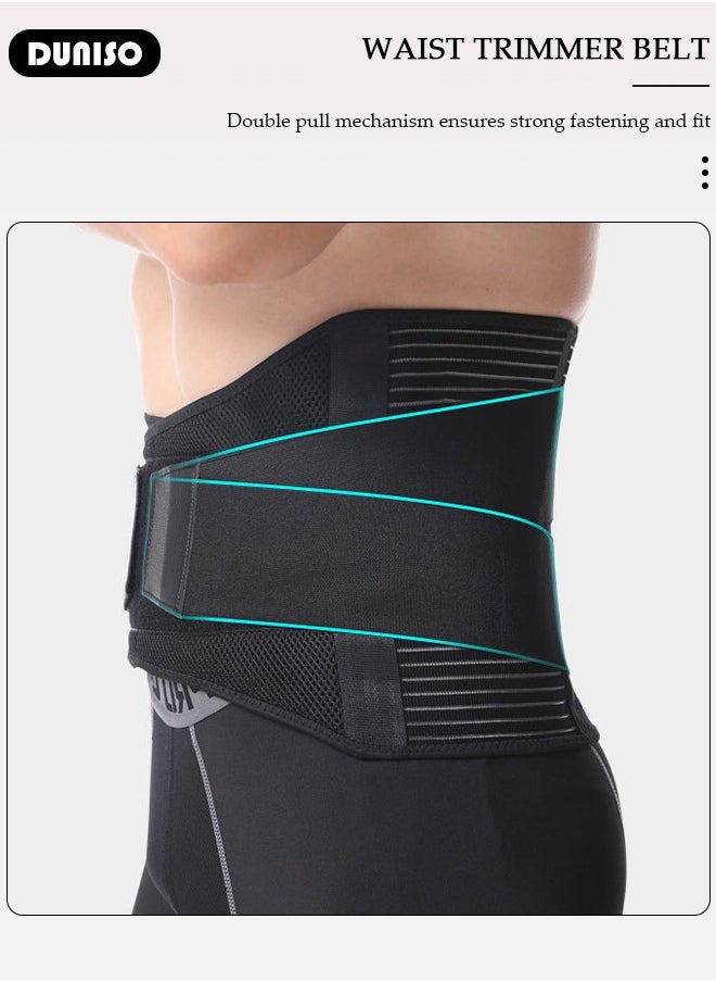 Sports Back Brace for Men and Women - Breathable Waist Lumbar Lower Back Support Belt for Sciatica, Herniated Disc, Scoliosis Back Pain Relief, Heavy lifting, with Dual Adjustable Straps
