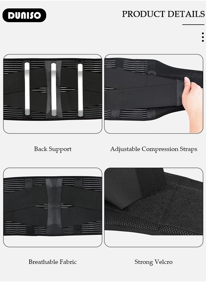 Sports Back Brace for Men and Women - Breathable Waist Lumbar Lower Back Support Belt for Sciatica, Herniated Disc, Scoliosis Back Pain Relief, Heavy lifting, with Dual Adjustable Straps