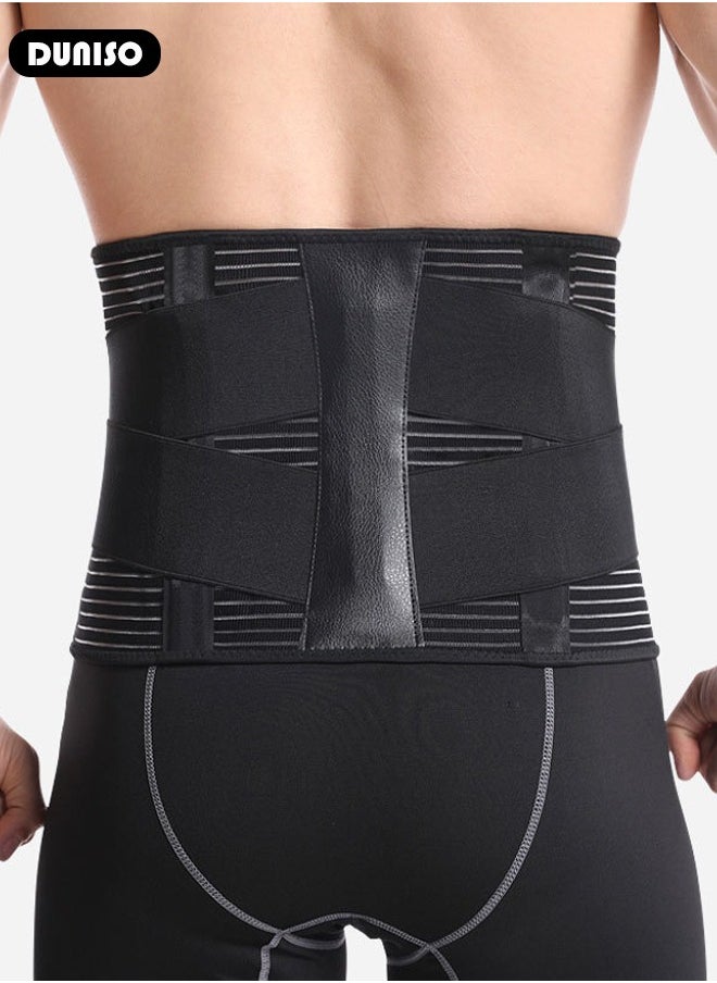 Sports Back Brace for Men and Women - Breathable Waist Lumbar Lower Back Support Belt for Sciatica, Herniated Disc, Scoliosis Back Pain Relief, Heavy lifting, with Dual Adjustable Straps