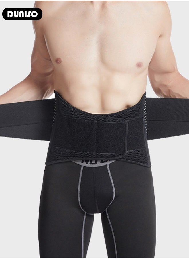Sports Back Brace for Men and Women - Breathable Waist Lumbar Lower Back Support Belt for Sciatica, Herniated Disc, Scoliosis Back Pain Relief, Heavy lifting, with Dual Adjustable Straps