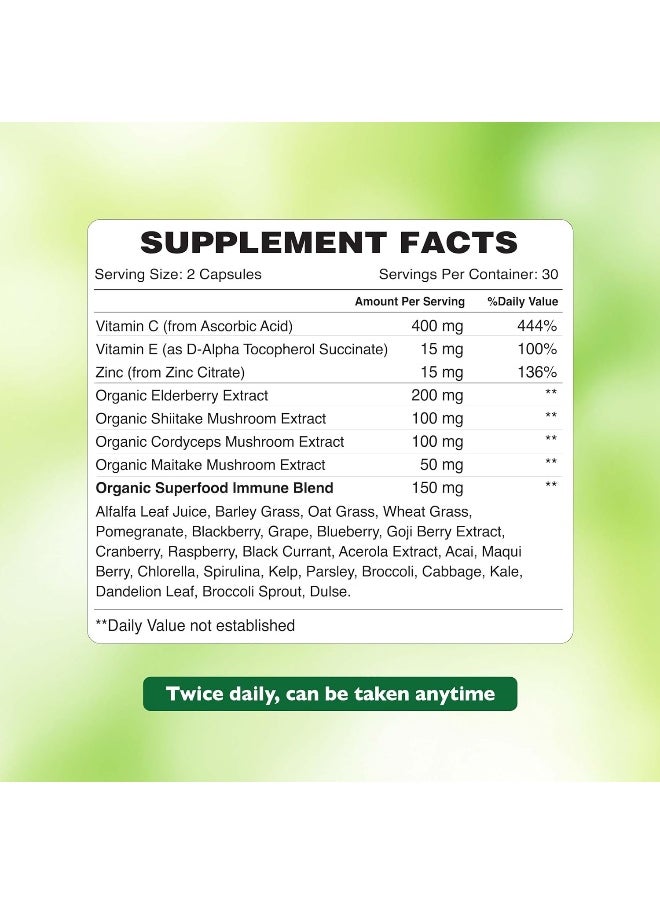 Immune Guard with Organic Elderberry & Superfood Immune Blend  60 Capsules