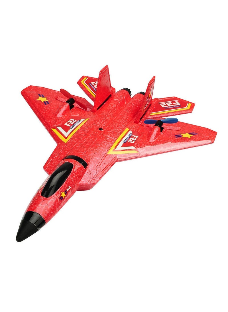 Remote Control Plane RTF F22 Raptor 2.4Ghz 6 Axis Gyro RC Airplane With Light Strip Jet Fighter Toy for Kids Red