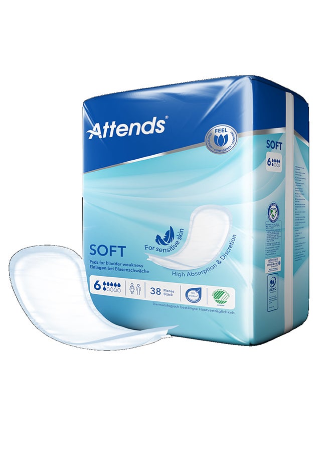 Soft Pads For Bladder Weakness 6, 38 Pcs