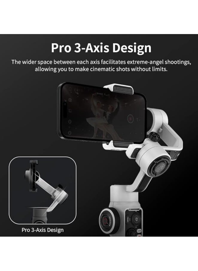 Zhiyun Smooth 5S Professional 3-Axis Smartphone Gimbal Stabilizer – Portable Stabilizer for Vlogging, Live Video, TikTok, YouTube – Compatible with iPhone & Android – Gray