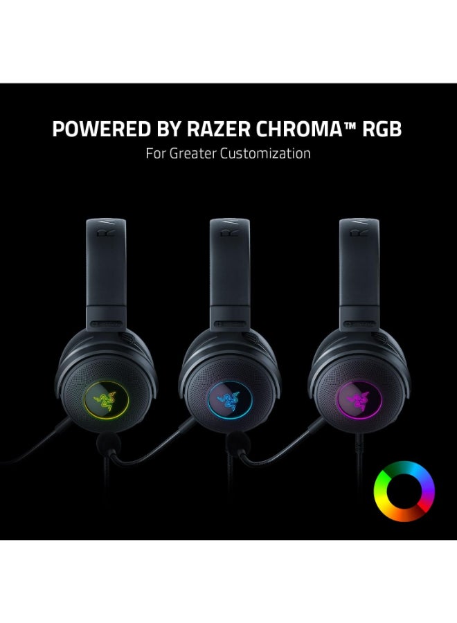 Razer Kraken V3 HyperSense, Wired USB Gaming Headset: Haptic Technology, THX Spatial Audio, Detachable HyperClear Cardioid, Passive noise cancellation, For PC, PlayStation, Nintendo Switch - Black