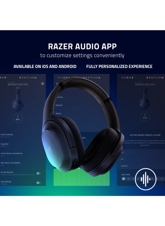 Barracuda Wireless Gaming & Mobile Headset (PC, Playstation, Switch, Android, iOS): 2.4GHz Wireless + Bluetooth - Integrated Noise-Cancelling Mic - 50mm Drivers - 40 Hr Battery - Black