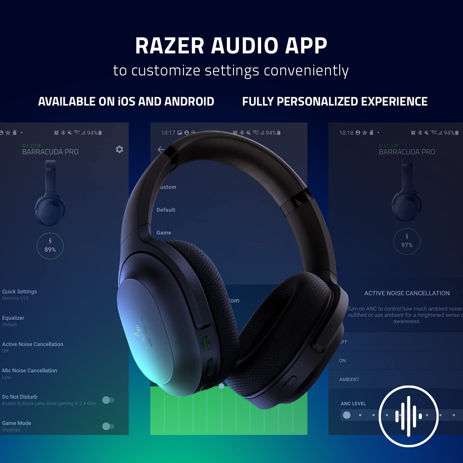 Barracuda Wireless Gaming & Mobile Headset (PC, Playstation, Switch, Android, iOS): 2.4GHz Wireless + Bluetooth - Integrated Noise-Cancelling Mic - 50mm Drivers - 40 Hr Battery - Black