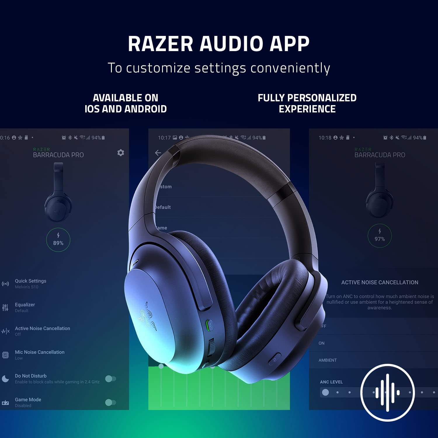 Barracuda Pro Wireless Gaming & Mobile Headset (PC, PlayStation, Switch, Android, iOS): Hybrid ANC - 2.4GHz Wireless + Bluetooth - THX AAA - 50mm Drivers - Integrated Mic - 40 Hr Battery - Black