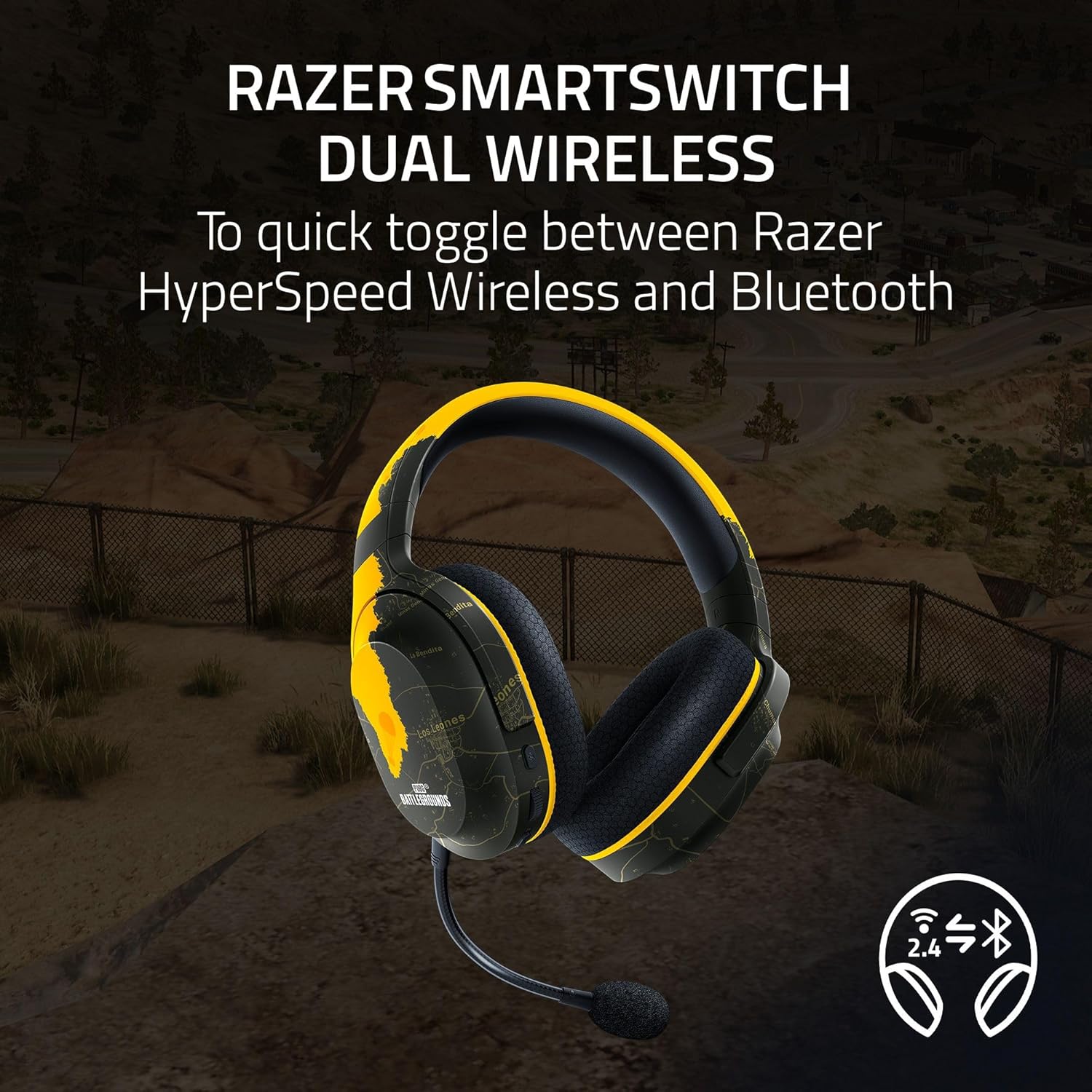 Barracuda X Wireless Gaming & Mobile Headset (PC, Playstation, Switch, Android, iOS): 2.4GHz Wireless + Bluetooth - Lightweight - 40mm Drivers - Detachable Mic - 50 Hr Battery - PUBG Edition