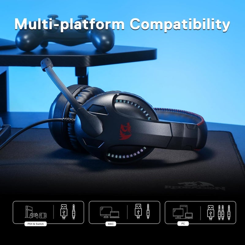 Redragon H211 Cronus Gaming Headset: Stereo, Noise-Canceling Mic, RGB, Multi-Platform