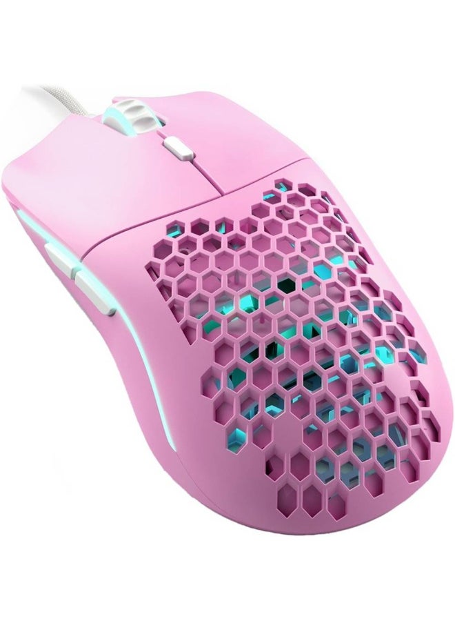 Glorious Model O Wired Gaming Mouse, Pixart PMW-3360 Sensor, 250+ IPS Tacking Speed, 6 Buttons, Up to 12000 DPI, 1ms Polling Rate, USB-A 2.0 Connector, 2m Cable Length, Pink