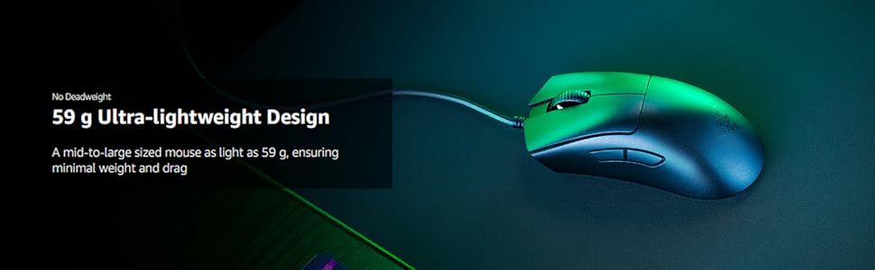 DeathAdder V3 Wired Gaming Mouse: 59g Ultra Lightweight - Focus Pro 30K Optical Sensor - Fast Optical Switches Gen-3-8K Hz HyperPolling - 6 Programmable Buttons - Black