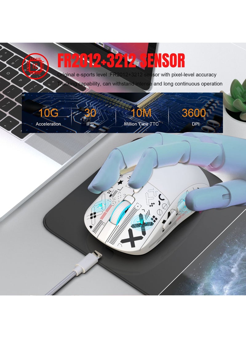 HXSJ NEW T90 Three-Mode 2.4G Water Transfer Wireless Mouse RGB Light-Emitting Wireless Game TYPE-C Charging Mouse