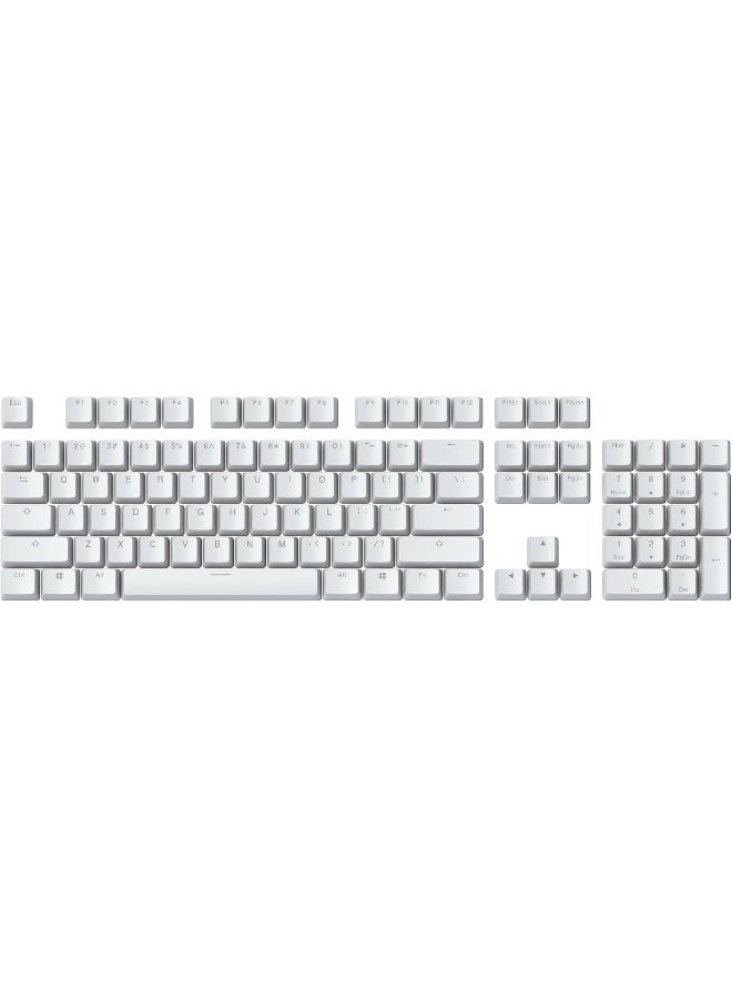 Glorious 104 Keys Mechanical KB Keycaps, Standard Bottom Row, Compatible with Cherry-MX / Gateron / Kailh + Stem, Double Shot Injection Legends, Transparent for Backlight LED, White | G-104-White