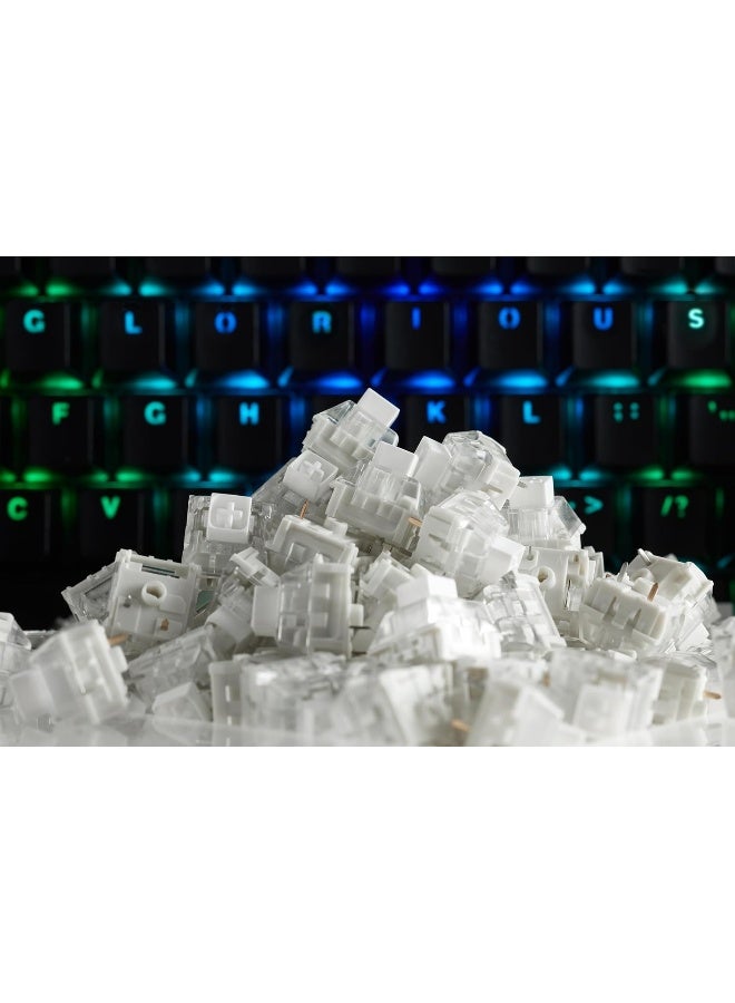 Glorious PC Gaming Race Kailh Box Mechanical Keyboard Switches, Backlight SMDLED Compatible, Suits with the GMMK Keyboard, PLATE Mounted, 70 Million Clicks, White, 120 Pcs | KAI-White