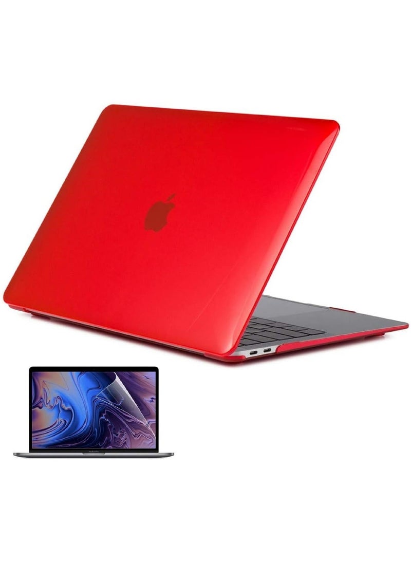 Hard Shell Case and Screen Protector Compatible with MacBook Pro 16-Inch Model: A2141 (MVVJ2xx/A, MVVK2xx/A, MVVL2xx/A, MVVM2xx/A) Retina Display with Touch Bar Touch ID, Red