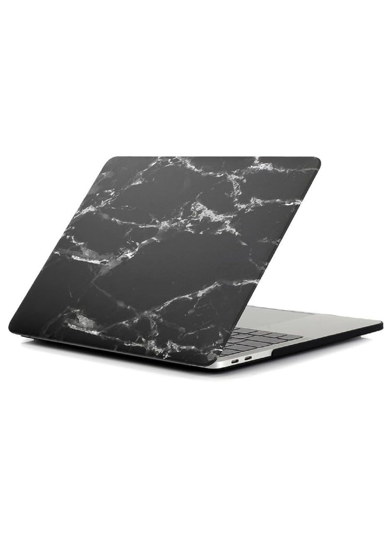 Plastic Hard Shell Case Cover with Screen Protector Compatible with MacBook Pro 13-Inch with/without Touch Bar & Touch ID, Model:- M2/M1 A2338/A2251/A2289/A2159/A1989/A1708/A1706, 2024/2023/2022-2016, Black Marble