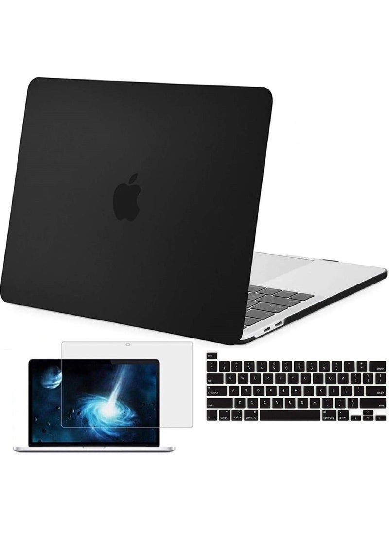 Hard Shell Case with Screen Protector and US Layout English Keyboard Cover For New MacBook Pro 16-inch 2019 Release - Model A2141 (Black)