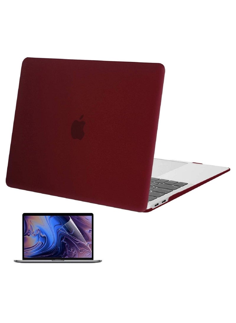 Hard Shell Case and Screen Protector Compatible with MacBook Pro 16-Inch Model: A2141 (MVVJ2xx/A, MVVK2xx/A, MVVL2xx/A, MVVM2xx/A) Retina Display with Touch Bar Touch ID, Wine Red