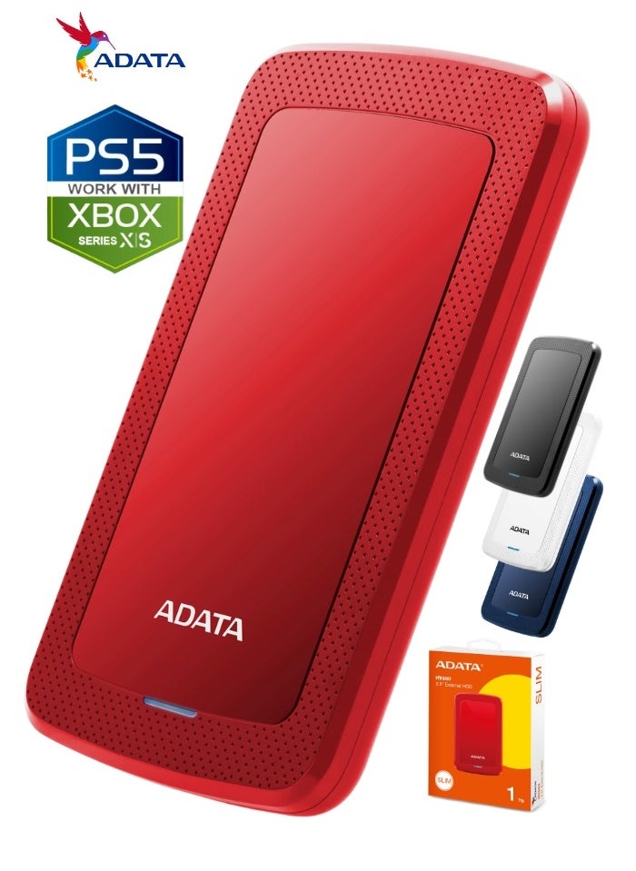 HV300 1TB External HDD Slim Hard Drive | Compatible with PS5 XBOX for Superfast Gaming Fast Data Transfer | Red