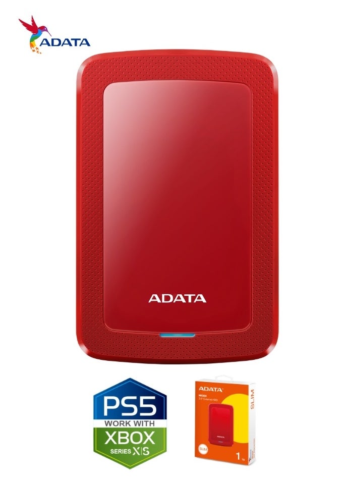 HV300 1TB External HDD Slim Hard Drive | Compatible with PS5 XBOX for Superfast Gaming Fast Data Transfer | Red