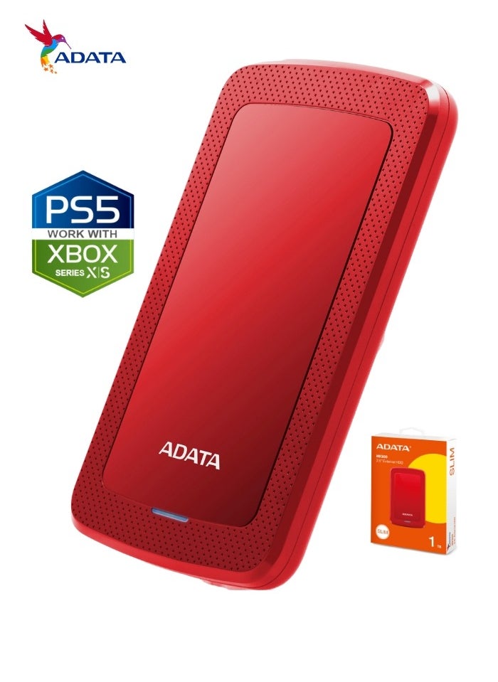 HV300 1TB External HDD Slim Hard Drive | Compatible with PS5 XBOX for Superfast Gaming Fast Data Transfer | Red