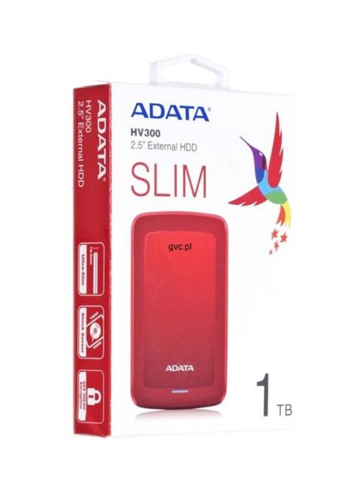 HV300 1TB External HDD Slim Hard Drive | Compatible with PS5 XBOX for Superfast Gaming Fast Data Transfer | Red