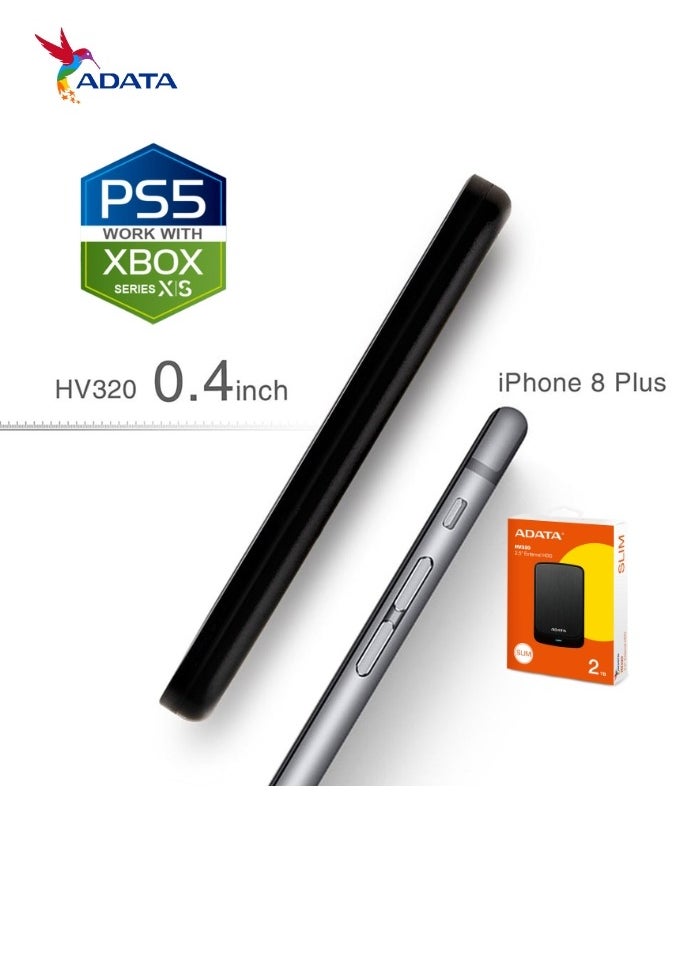 HV320 2TB External HDD Slim Hard Drive | Compatible with PS5 XBOX for Superfast Gaming Fast Data Transfer | Black