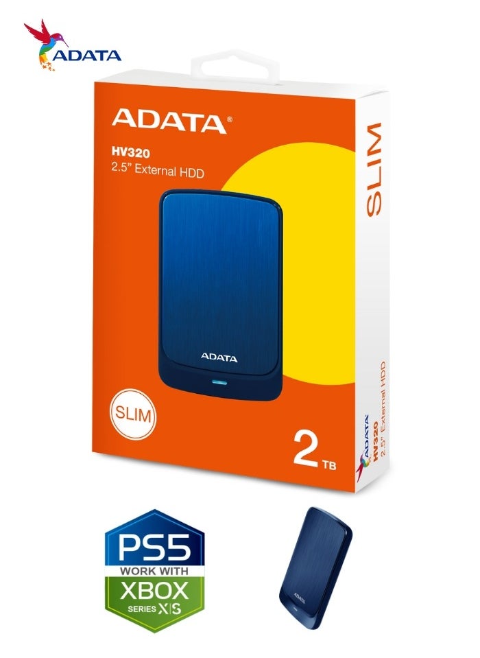 HV320 2TB External HDD Slim Hard Drive | Compatible with PS5 XBOX for Superfast Gaming Fast Data Transfer | Blue