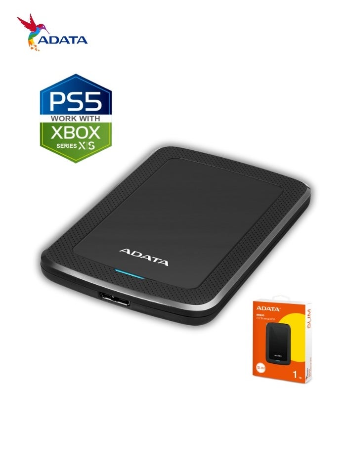 HV300 1TB External HDD Slim Hard Drive | Compatible with PS5 XBOX for Superfast Gaming Fast Data Transfer | Black