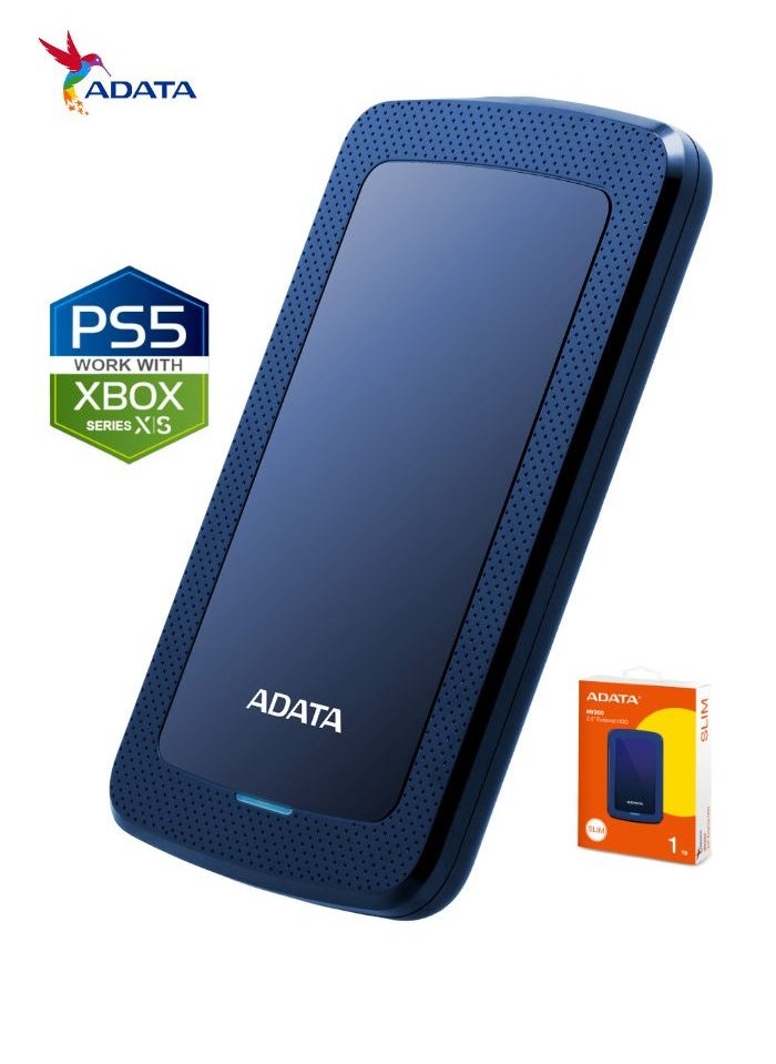 HV300 1TB External HDD Slim Hard Drive | Compatible with PS5 XBOX for Superfast Gaming Fast Data Transfer | Blue