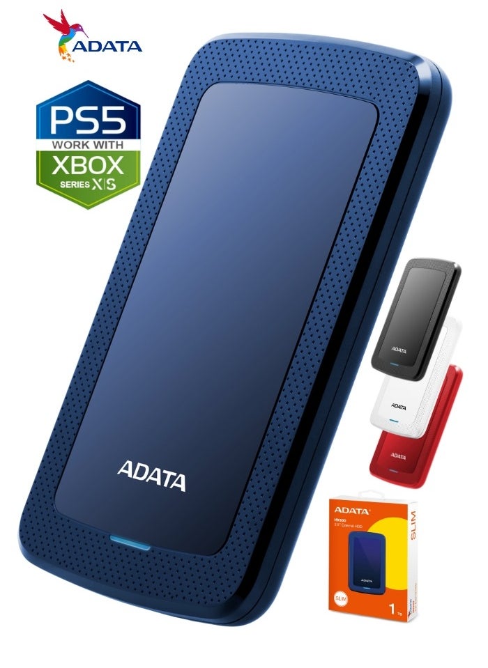 HV300 1TB External HDD Slim Hard Drive | Compatible with PS5 XBOX for Superfast Gaming Fast Data Transfer | Blue