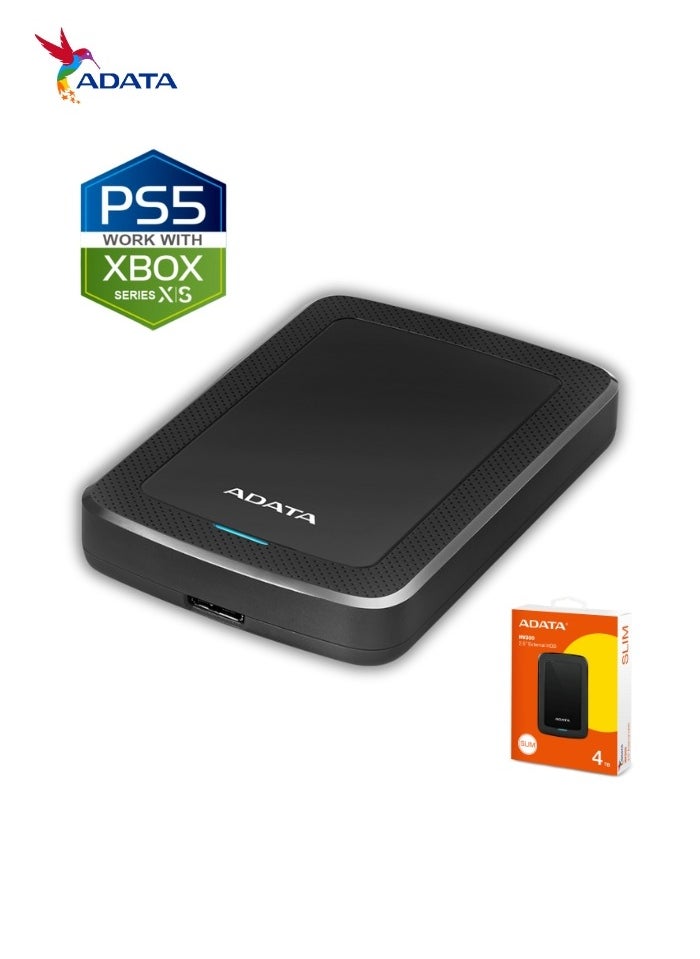 HV300 4TB External HDD Slim Hard Drive | Compatible with PS5 XBOX for Superfast Gaming Fast Data Transfer | Black