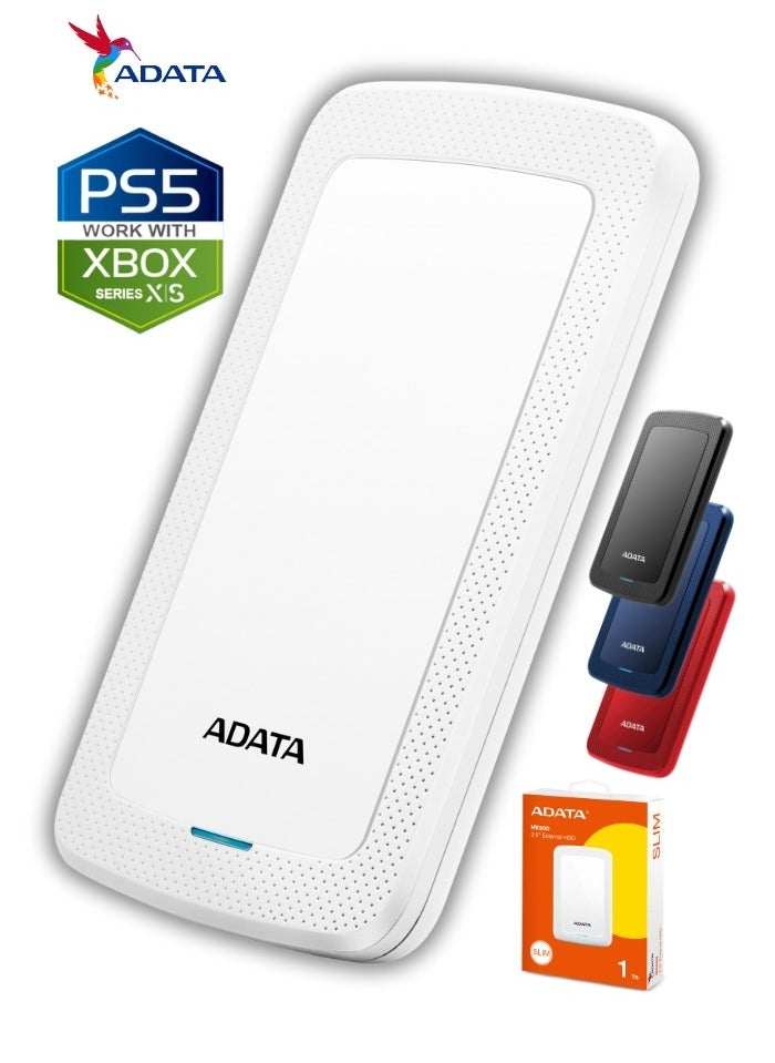 HV300 1TB External HDD Slim Hard Drive | Compatible with PS5 XBOX for Superfast Gaming Fast Data Transfer | White