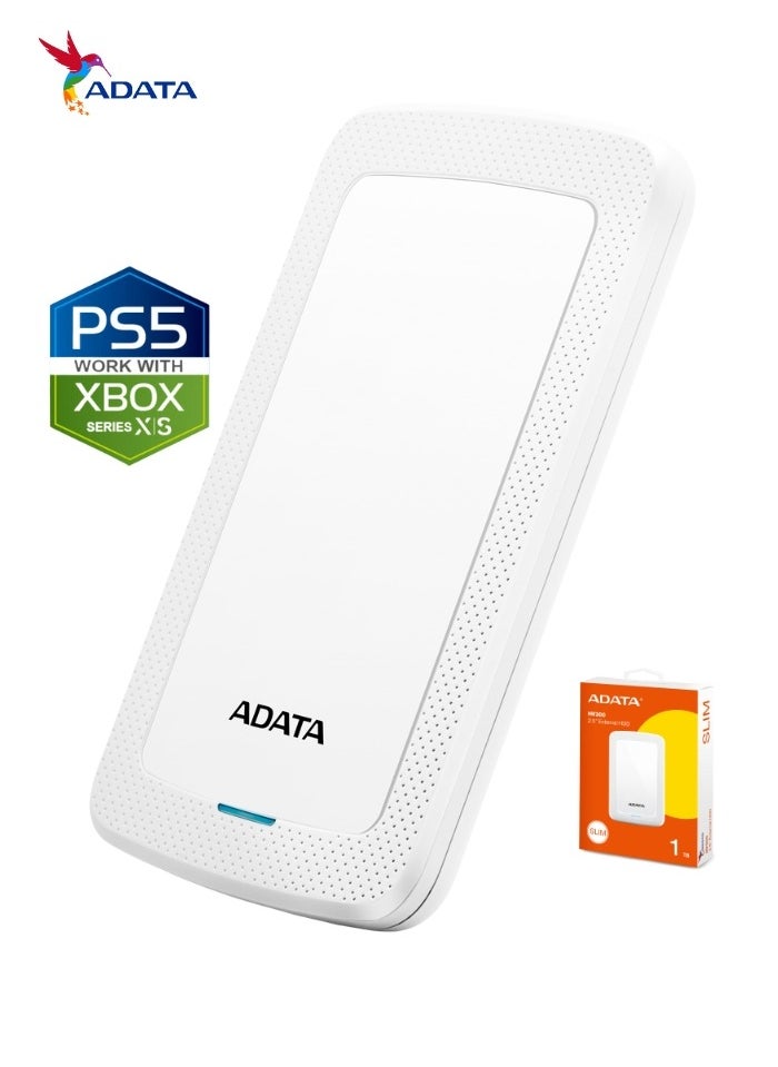 HV300 1TB External HDD Slim Hard Drive | Compatible with PS5 XBOX for Superfast Gaming Fast Data Transfer | White