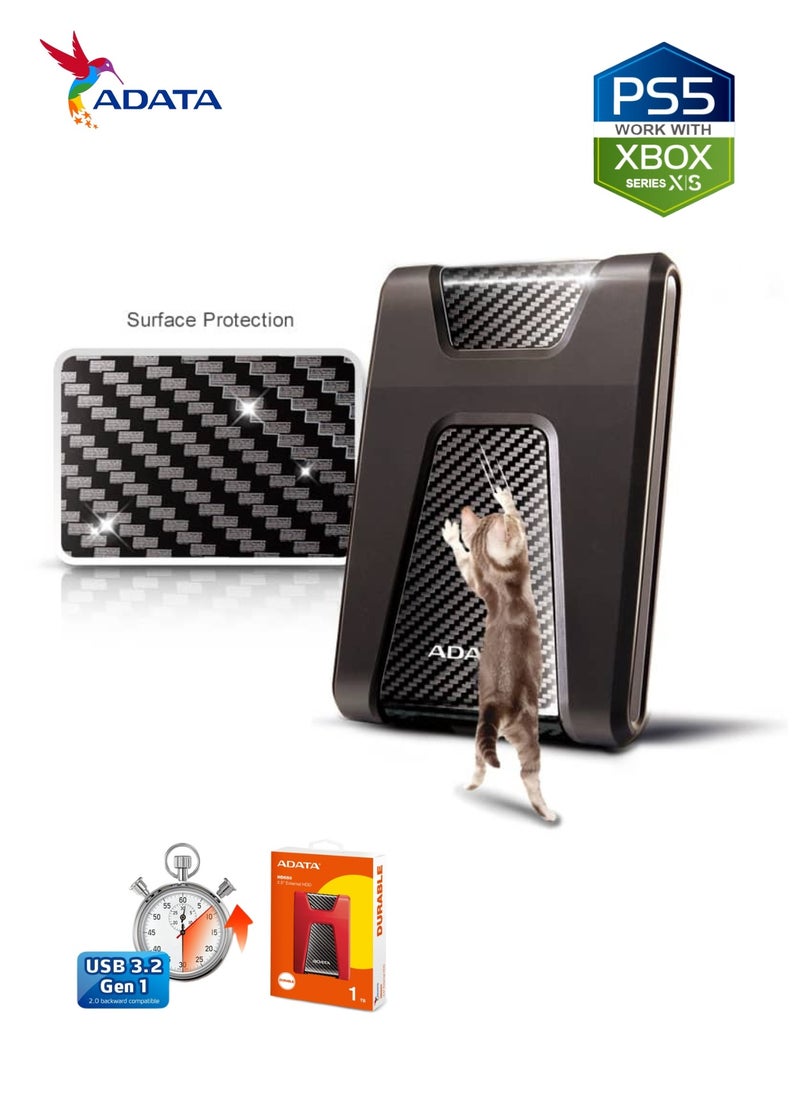 HD650 DURABLE 1TB External HDD | Anti-Shock Hard Drive | Compatible with PS5 XBOX | Red