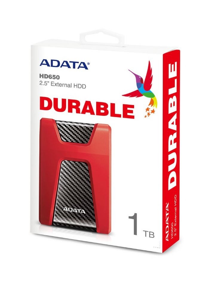 HD650 DURABLE 1TB External HDD | Anti-Shock Hard Drive | Compatible with PS5 XBOX | Red