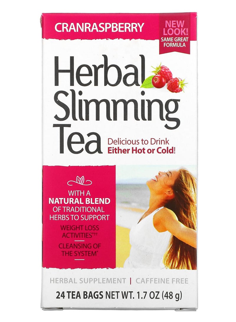 Herbal Slimming Tea, Cranraspberry, Caffeine Free, 24 Tea Bags, 1.7 oz (48 g)