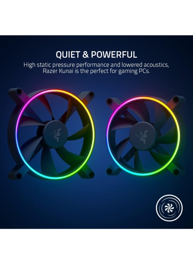 Kunai Hydraulic 120MM aRGB PC Fan: Quiet, Powerful aRGB Fan - PWM Fan Controller Support - Powered by Razer Chroma RGB - 1 Fan