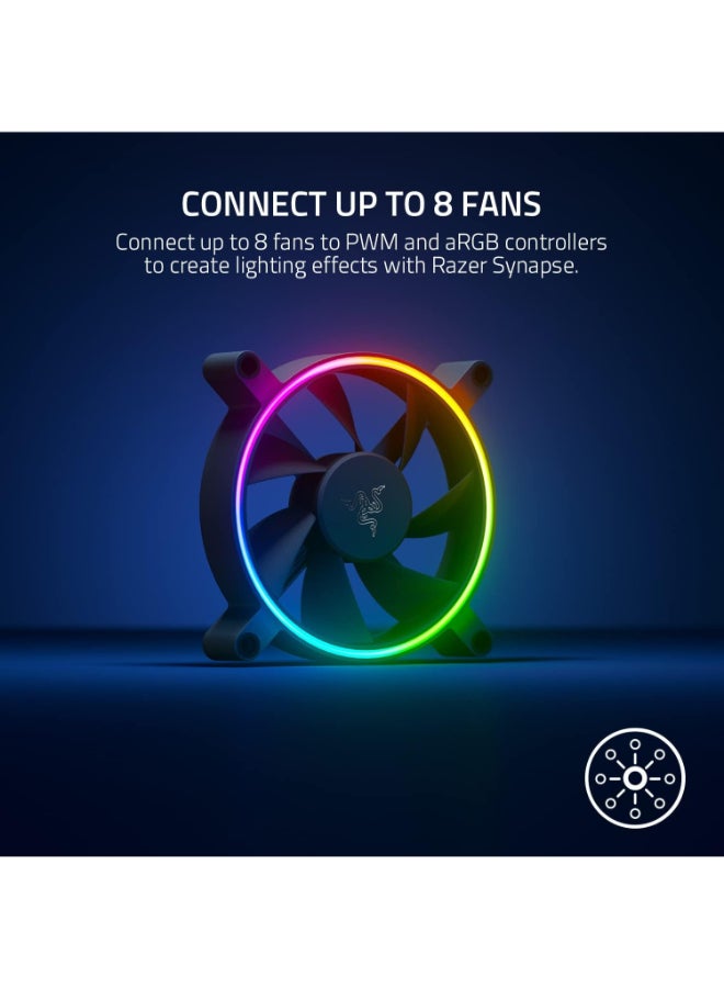 Kunai Hydraulic 120MM aRGB PC Fan: Quiet, Powerful aRGB Fan - PWM Fan Controller Support - Powered by Razer Chroma RGB - 1 Fan