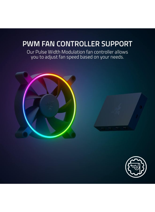 Kunai Hydraulic 120MM aRGB PC Fan: Quiet, Powerful aRGB Fan - PWM Fan Controller Support - Powered by Razer Chroma RGB - 1 Fan