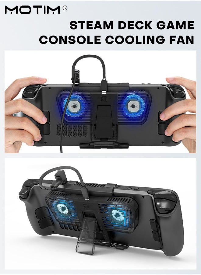 RGB Cooling Fan with Kickstand for Valve Steam Deck Nintendo Switch/OLED Rog Ally Cooling Fan Dock USB-C Adaptor Steam Deck Cooler with Adjustable Speed Blue RGB Lighting