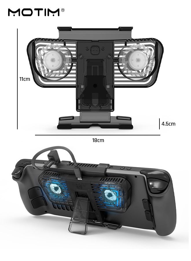 RGB Cooling Fan with Kickstand for Valve Steam Deck Nintendo Switch/OLED Rog Ally Cooling Fan Dock USB-C Adaptor Steam Deck Cooler with Adjustable Speed Blue RGB Lighting