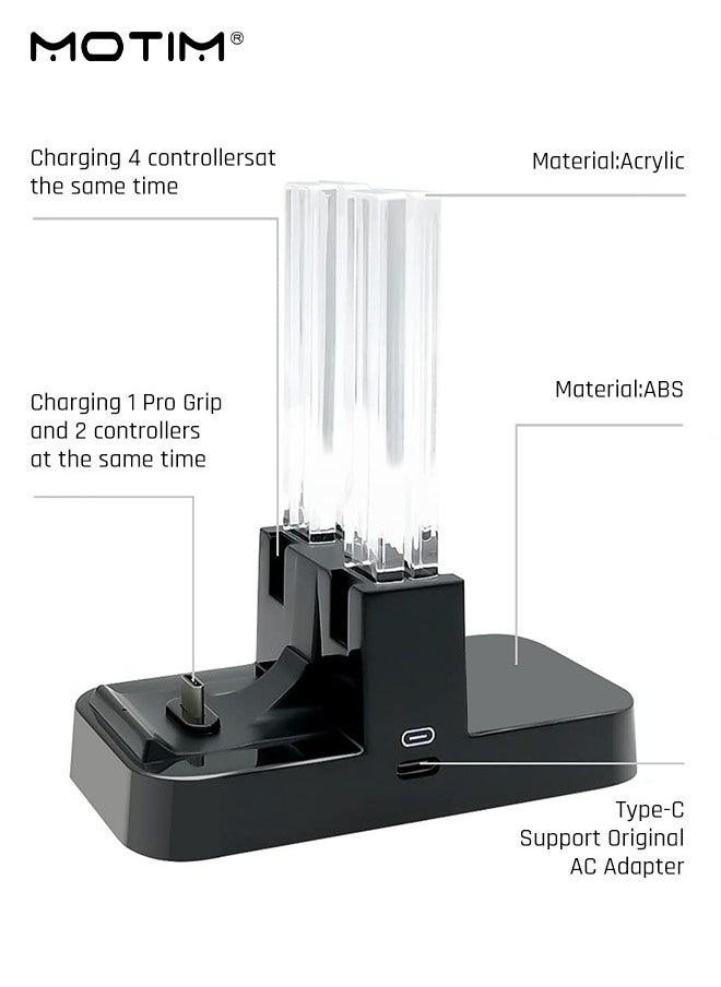 4 in 1 Controller Charger Compatible with Nintendo Switch & OLED Model for Joycon, Charging Dock Station for Joy con and for Pro Controller with Charger Indicator and Type C Charging Cable