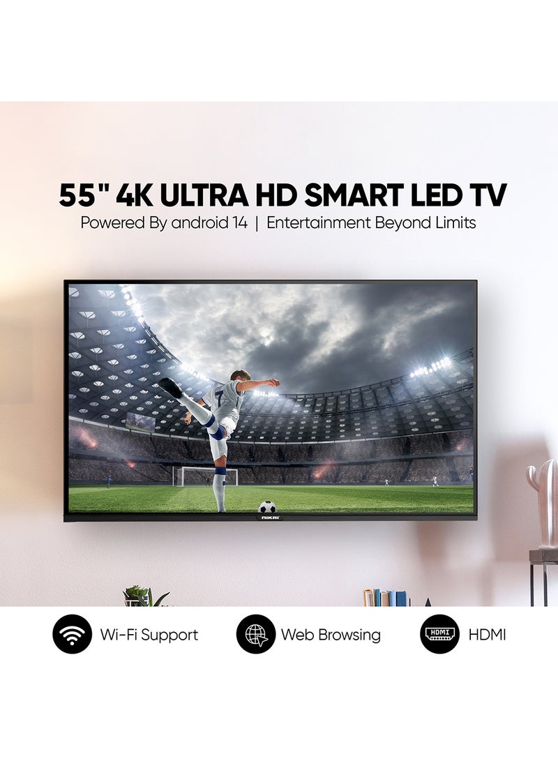 55 Inch 4K UHD Smart Android LED TV | Android OS | Built-In Wi-Fi & DLNA | Smart Apps including Twitter, Facebook, and Skype | 2 HDMI 3 USB | Quad-Core Processor - UHD55SLED / UHD5510SLED Black